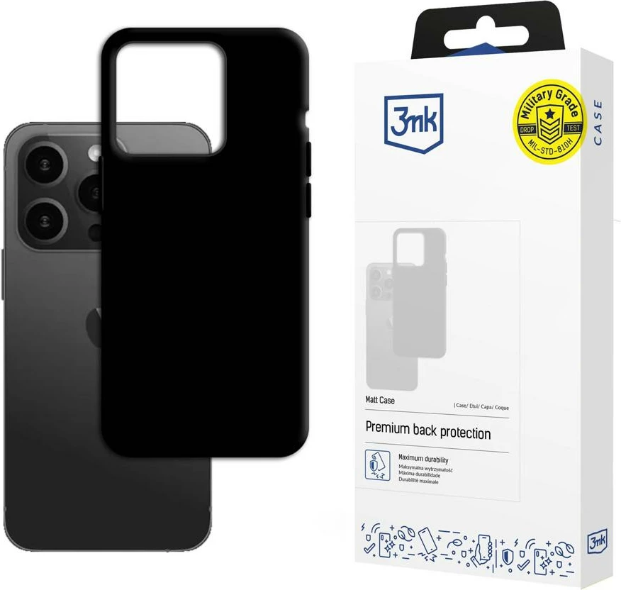 Mbështjellës 3mk Matt Case për iPhone 15 Pro Max, i zi