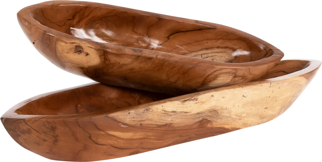 Set 2 tasa dekorativë, dru tik natyral, FH4305, 68.5x18.5x9.5cm