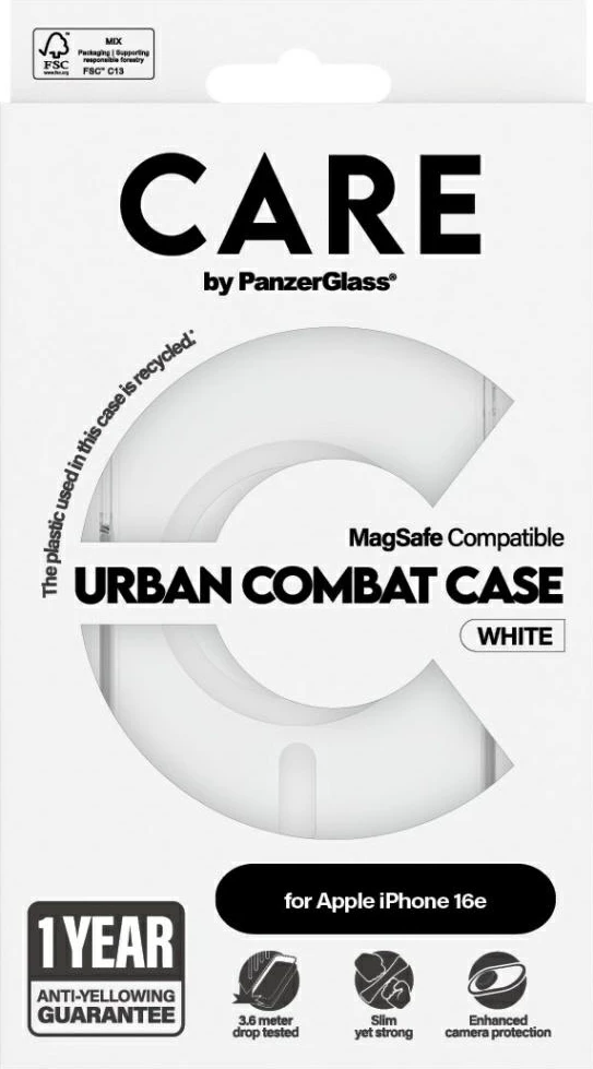 Mbështjellës PanzerGlass CARE Urban Combat, për iPhone 16e, MagSafe, Transparent
