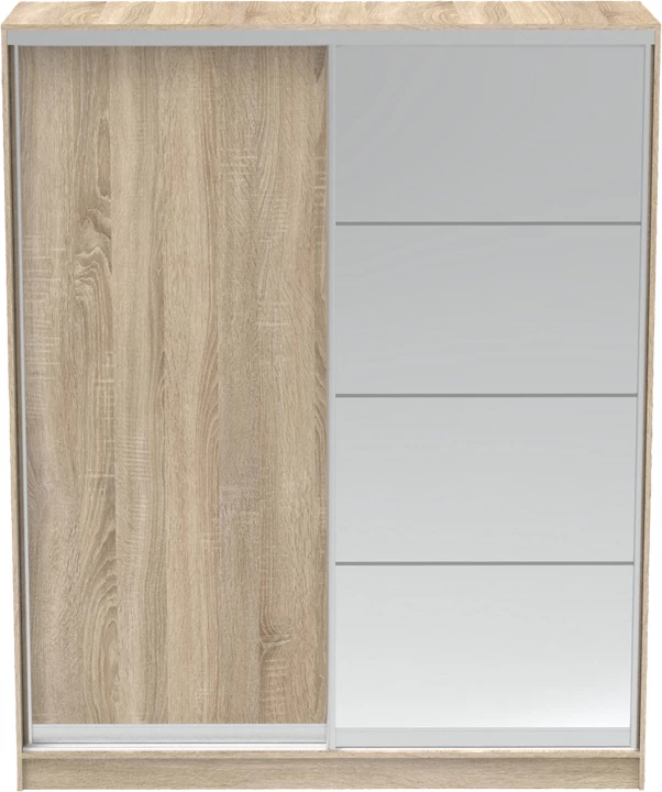 Dollap me dy dyer rrëshqitëse, pasqyrë, ngjyrë sonoma, 180x60x220cm