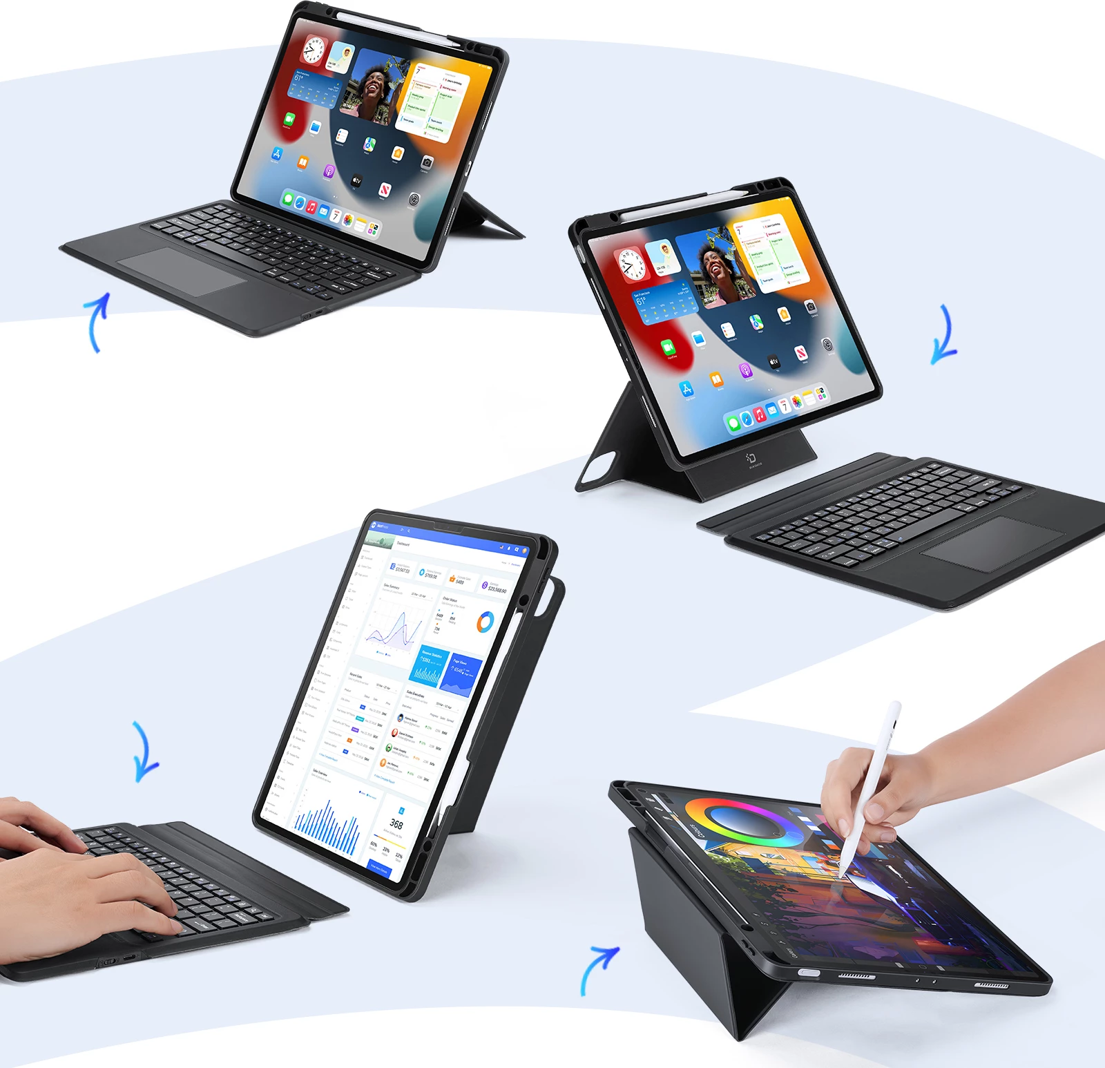 Mbështjellës me tastierë Bluetooth Dux Ducis DK Series për iPad Pro 12.9 (2020/2021/2022), i zi
