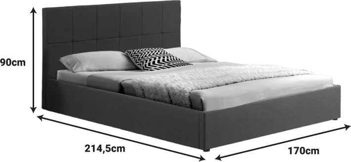 Krevat dopio me hapësirë ruajtjeje, Zamblene, stof antracit, 160x200cm