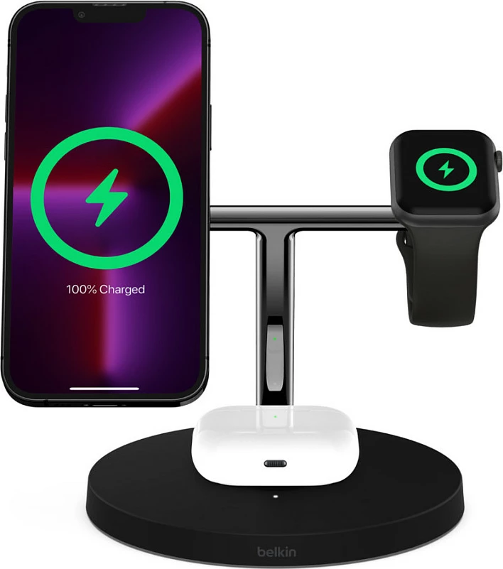 Karikues wireless Belkin WIZ017vfBK, 15W, për celular, smartwatch dhe kufje, i zi