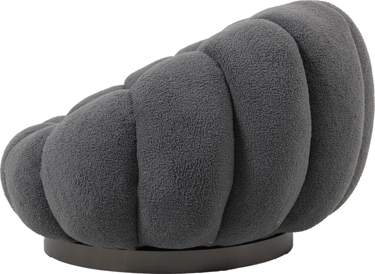 Karrige rrotulluese me stol, stof boucle, ngjyrë gri, 98x97x69cm