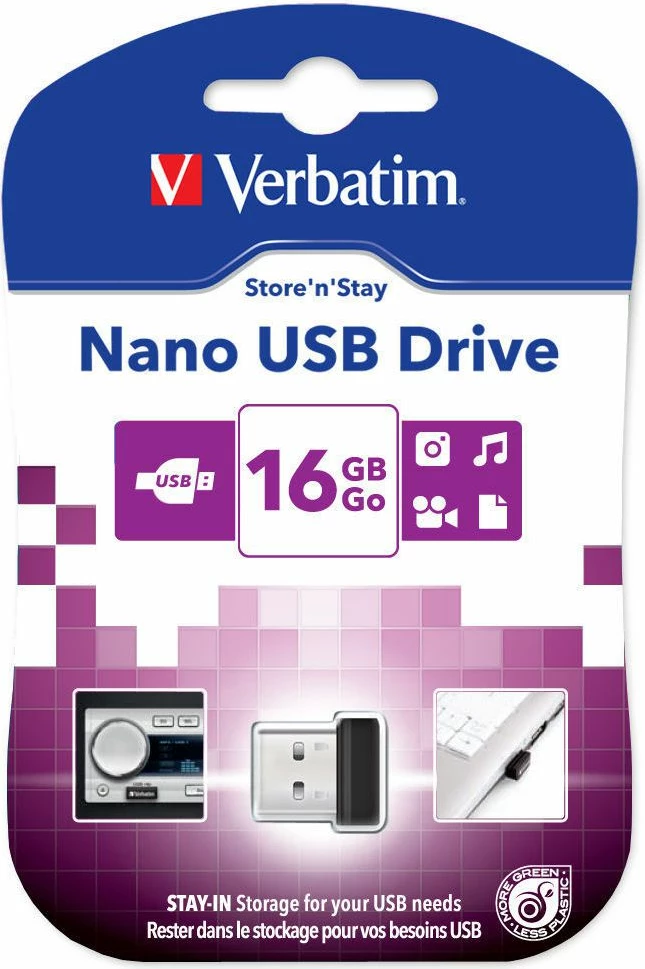 Pendrive Verbatim Store 'n' Stay NANO 16GB USB 2.0, e zezë