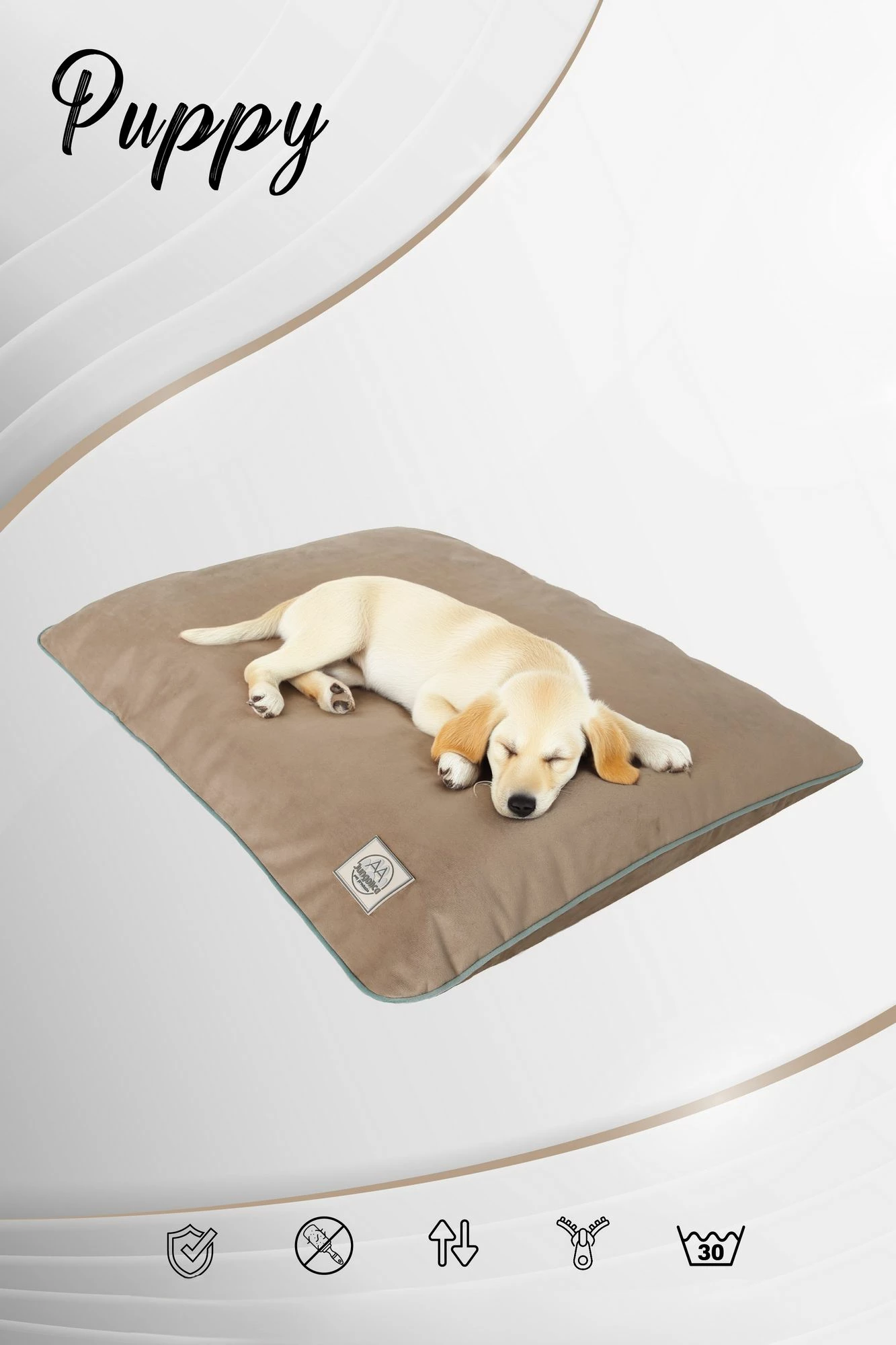 Shtrat për qenush, ngjyrë bezhë, Paws & Whiskers, S, 80x50x10cm