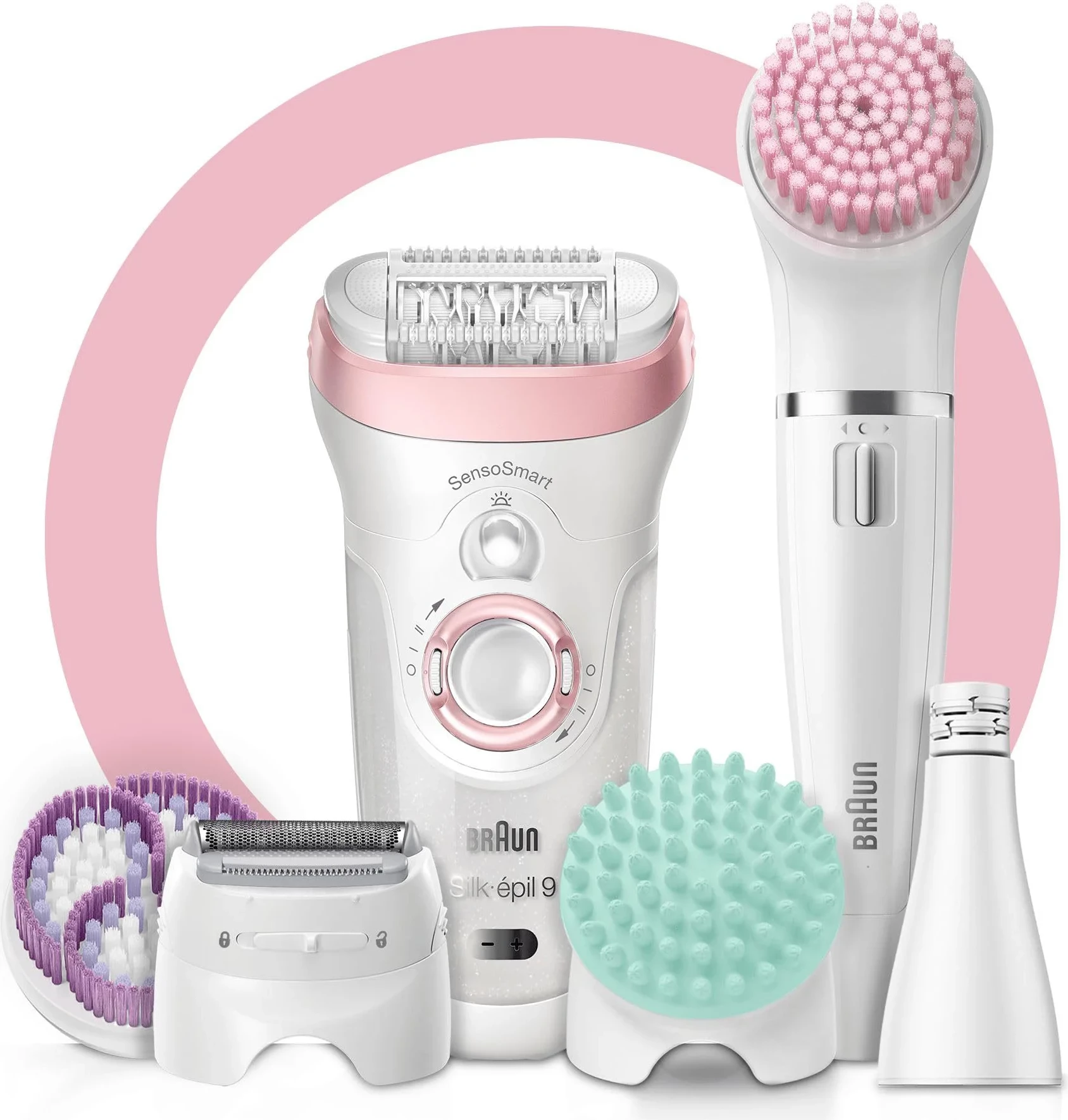 Set bukurie epilator Braun Silk-épil 9-995 9-në-1, FaceSpa, pa kabllo 50 min, Wet & Dry, me aksesorë set