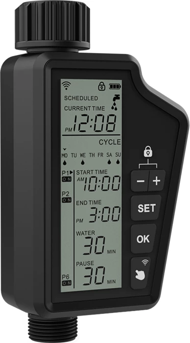 Kontrollues smart Wi‑Fi për ujitje, Avatto SWT60-EU, ekran LCD i madh, Tuya Smart Life, IP65, rrjet 2.4 GHz, dalje 3/4\"