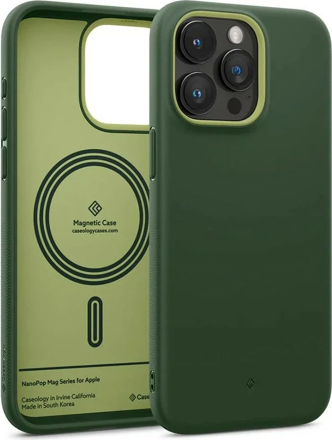 Mbështjellës për iPhone 15 Pro Spigen, i gjelbër [Ngjyra: Jeshile e errët]