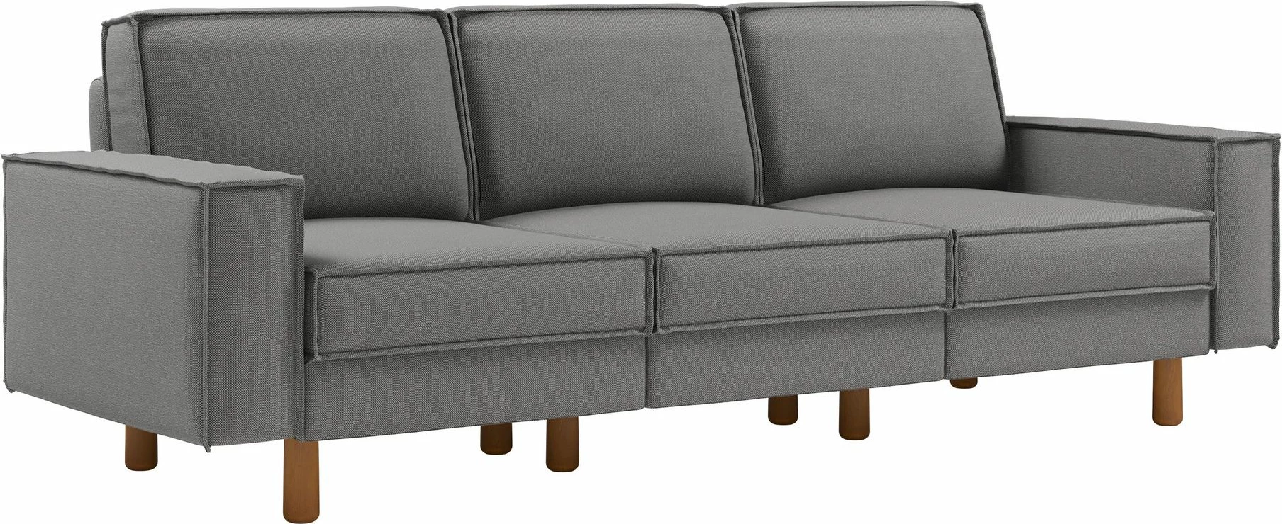 Divan treshe Atelier del Sofa, ngjyrë obsidian, këmbë dru arre