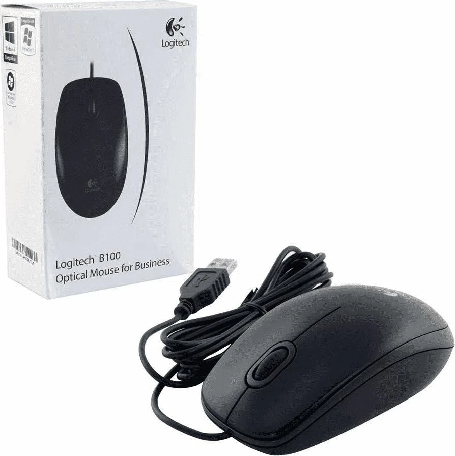 Maus Logitech B100 910-003357 800 DPI USB me kabllo, i zi