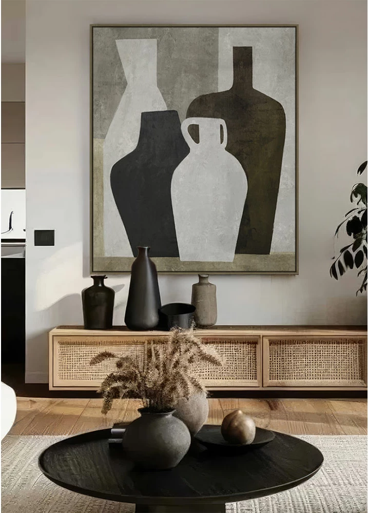 Pikturë dekorative CROCKS me kornizë, kanavacë, shumëngjyrëshe, gri, dru natyral, 100x120x4cm
