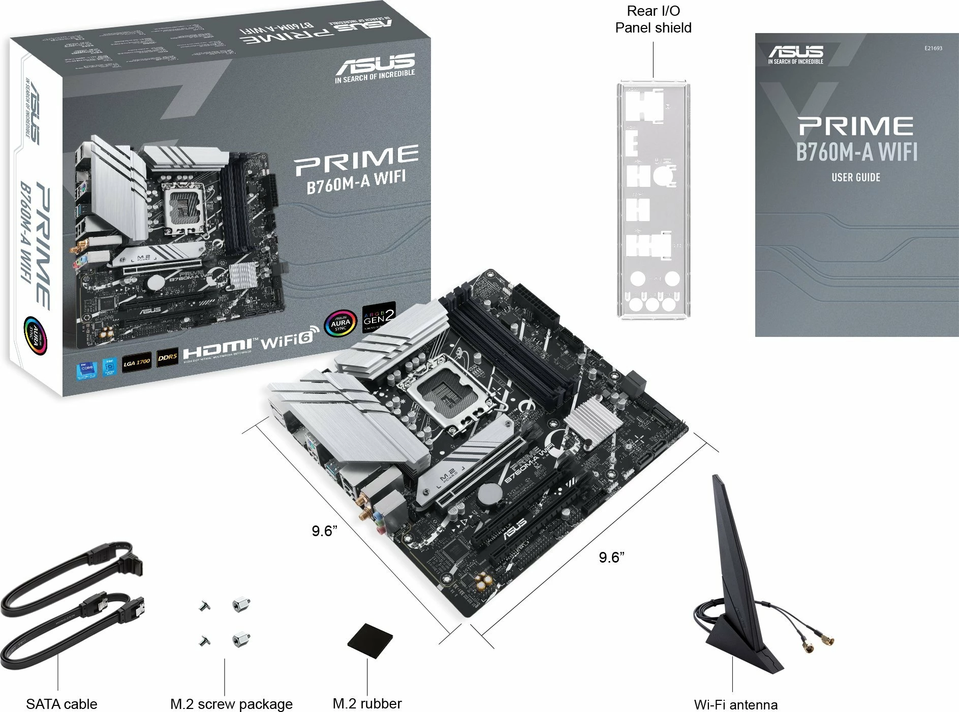 Pllakë amë Asus PRIME B760M-A WIFI, Micro-ATX, Wi‑Fi 6, Bluetooth, DDR5 128GB