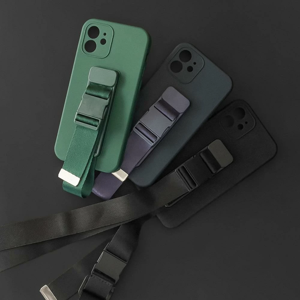 Mbështjellës Hurtel Rope Case me rrip silikoni për Samsung Galaxy A53 5G, Zi