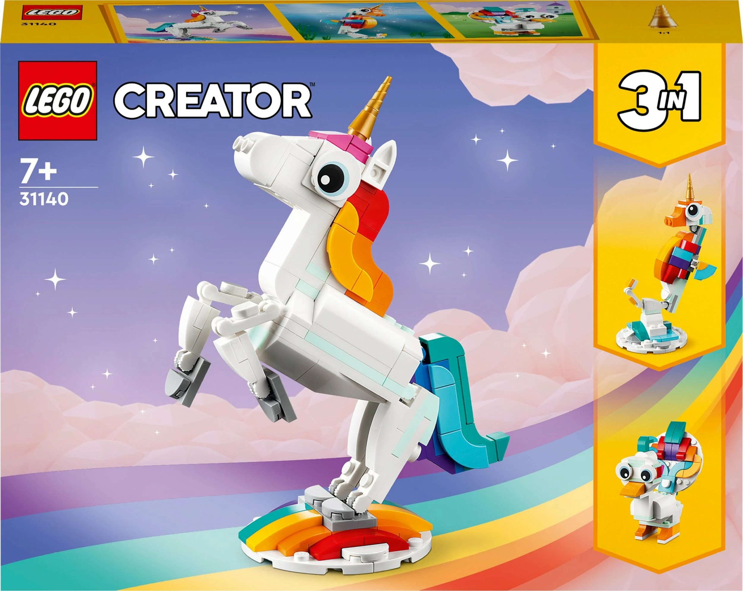 Set LEGO Creator 3-në-1 Magical Unicorn 31140, 145 pjesë, 7+