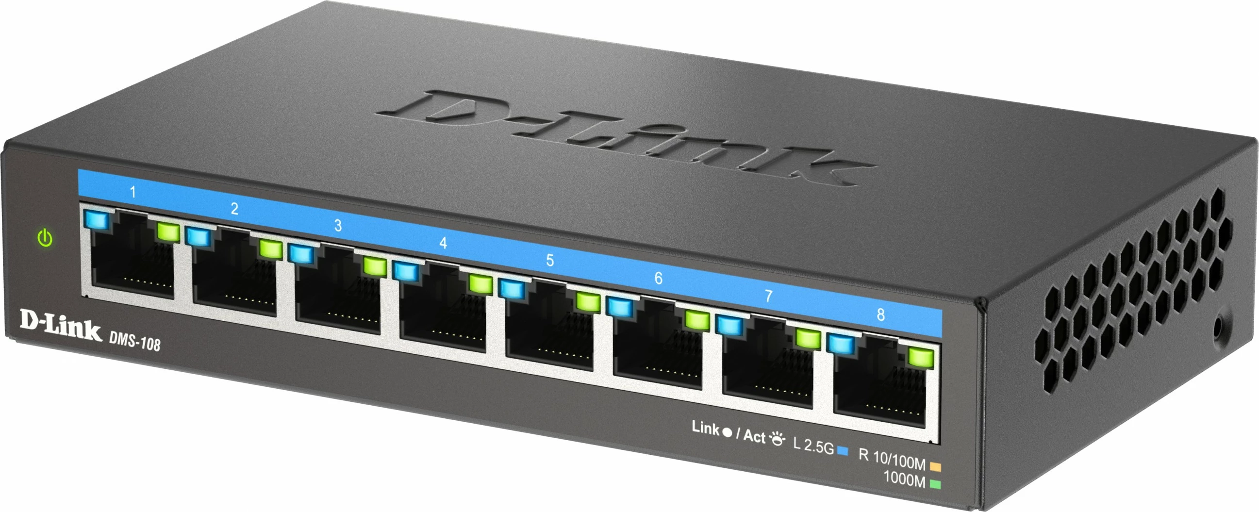 Switch D-Link DMS-108, 8-Port 2.5G, pa menaxhim, metalik