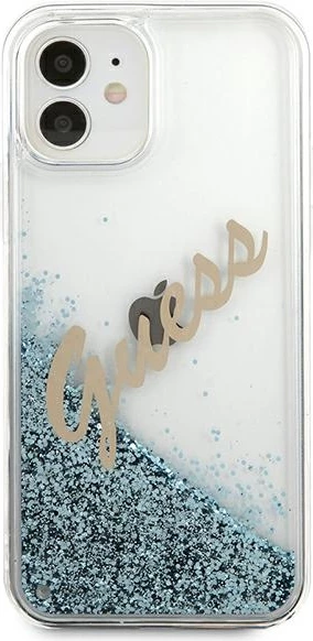 Mbështjellës Guess GUHCP12SGLVSBL për iPhone 12 mini 5.4", Glitter Liquid Vintage, Kaltër