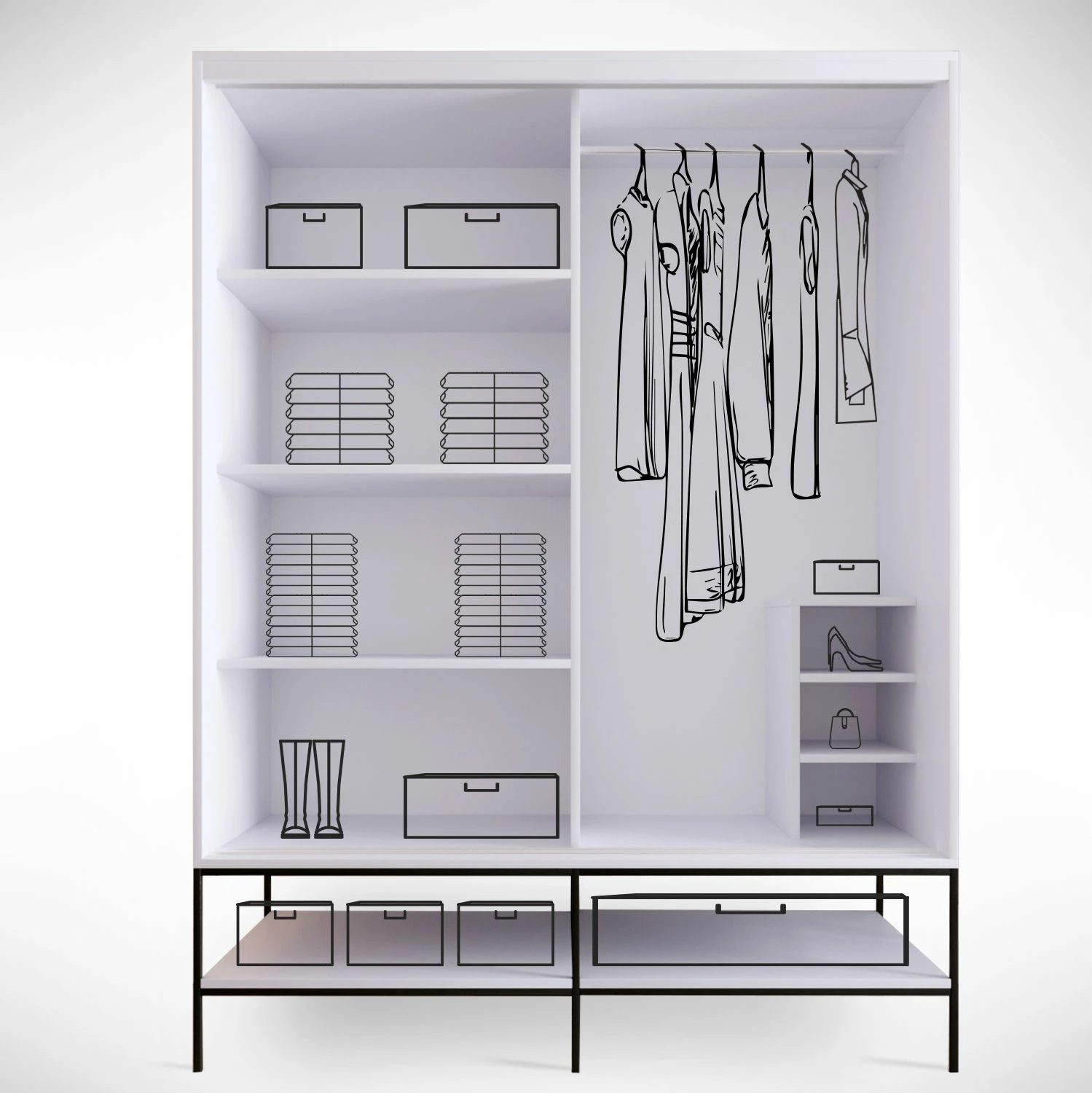 Dollap Hanah Home Martin 150, i bardhë, i zi, i artë