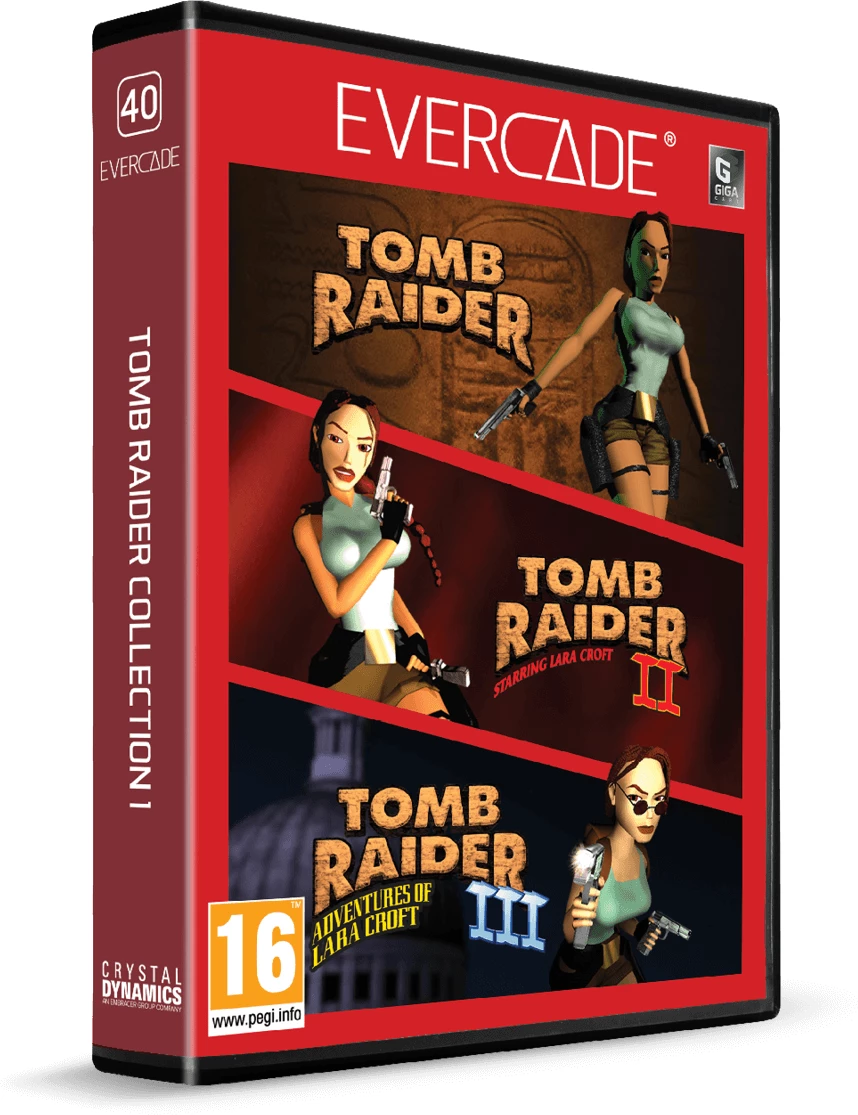 Konzolë lojërash Evercade VS-R 1080p HDMI, WiFi, 2 slota kasetash, me 1 kontrollor + kasetë Tomb Raider Collection 1, gri e errët