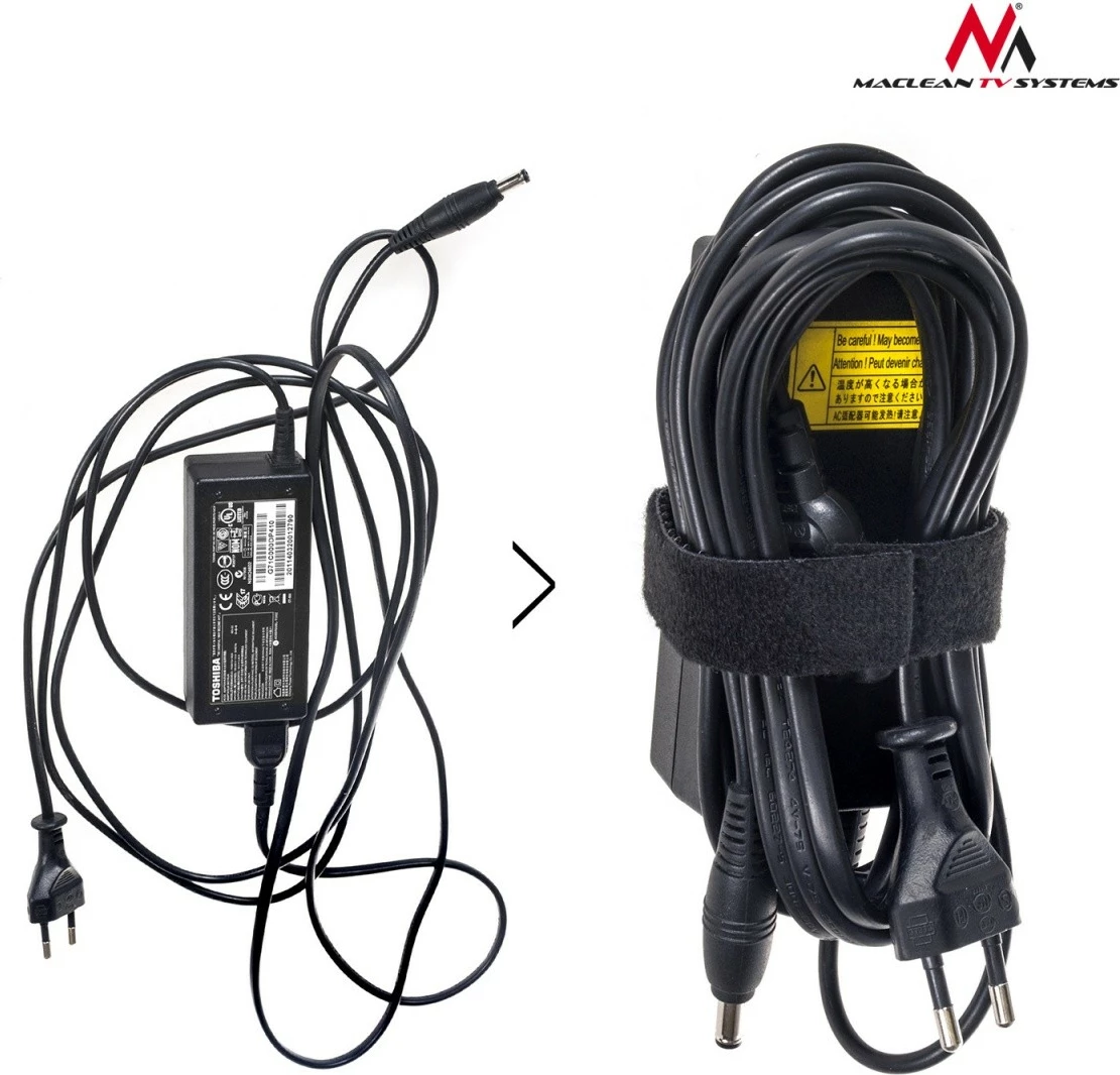 Organizues kabllosh Maclean MCTV-542, shirit hook and loop, 15.3m, 20mm, zi