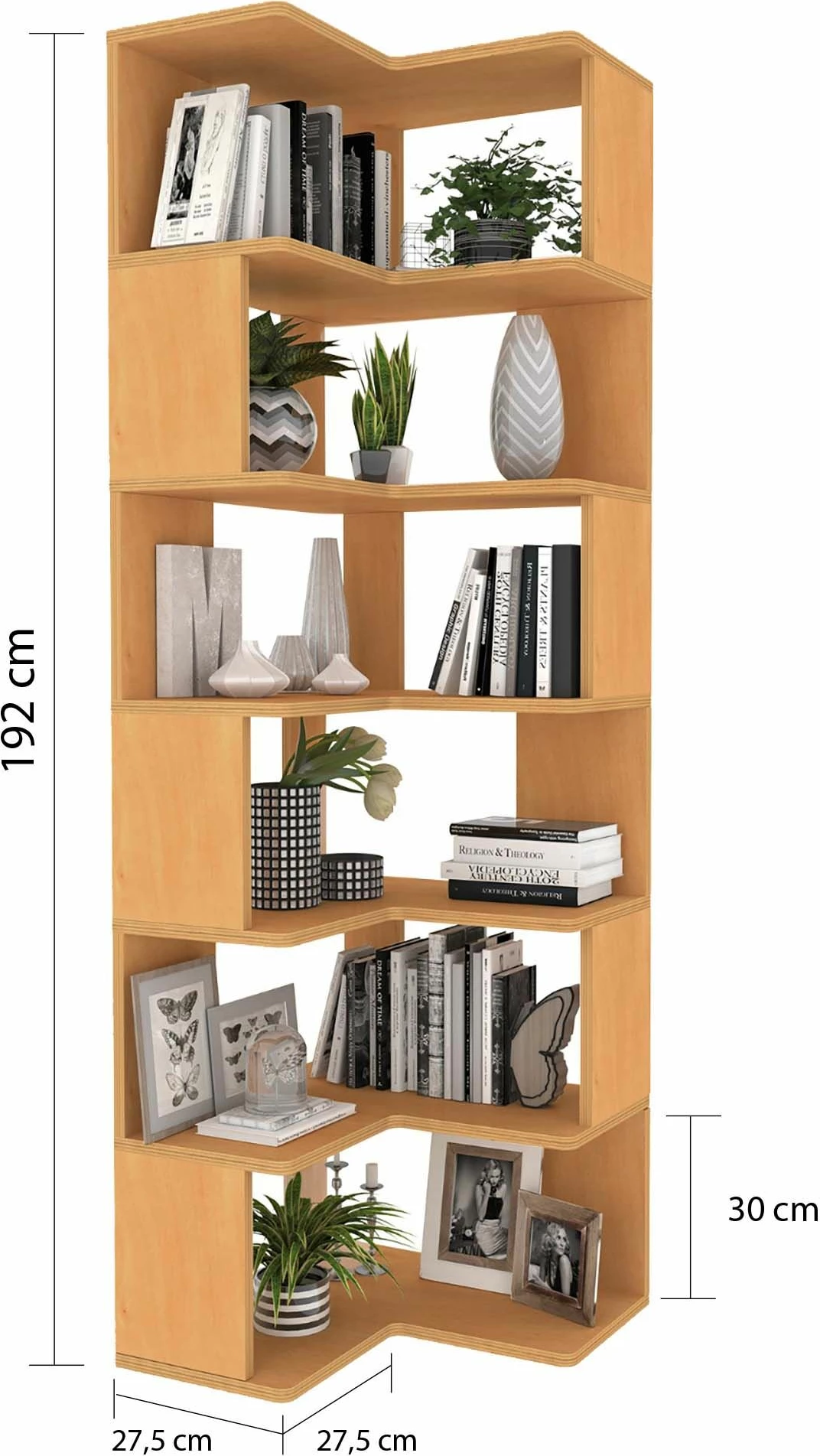 Raft librash Skye Decor, ngjyrë teak, CPT4806-192