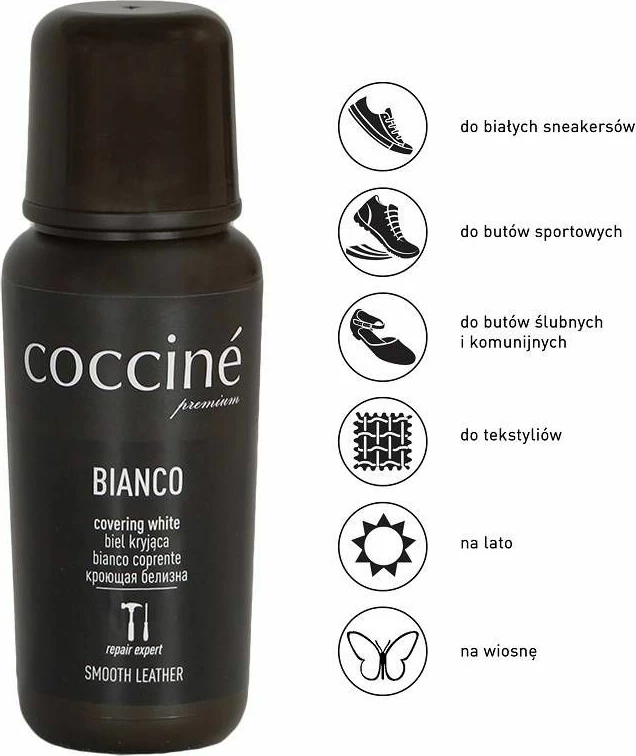 Emulsion mbuluese për këpucë Coccine, e bardhë