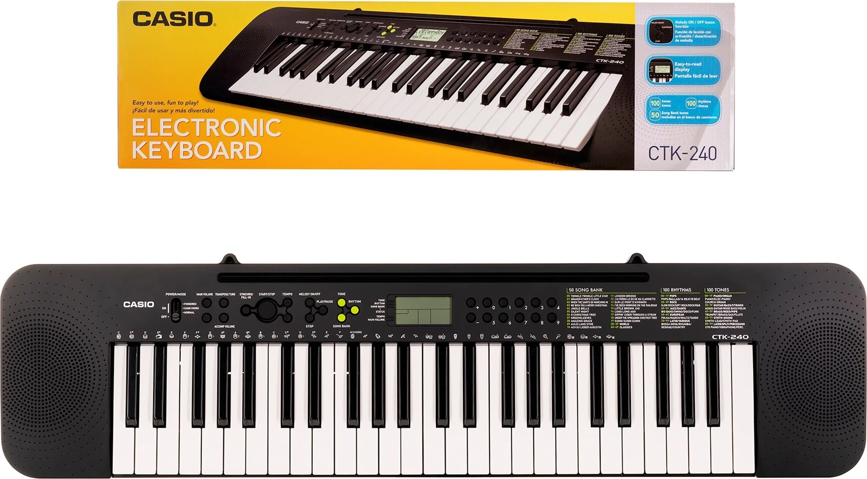 Tastierë MIDI Casio CTK-240, 49 çelësa, E Zezë dhe E Bardhë