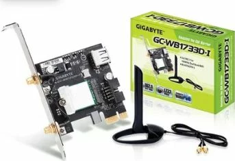 Kartë rrjeti Wi‑Fi PCIe Gigabyte GC-WB1733D-I 1733 Mbps Dual-Band Bluetooth 5, me antena të jashtme