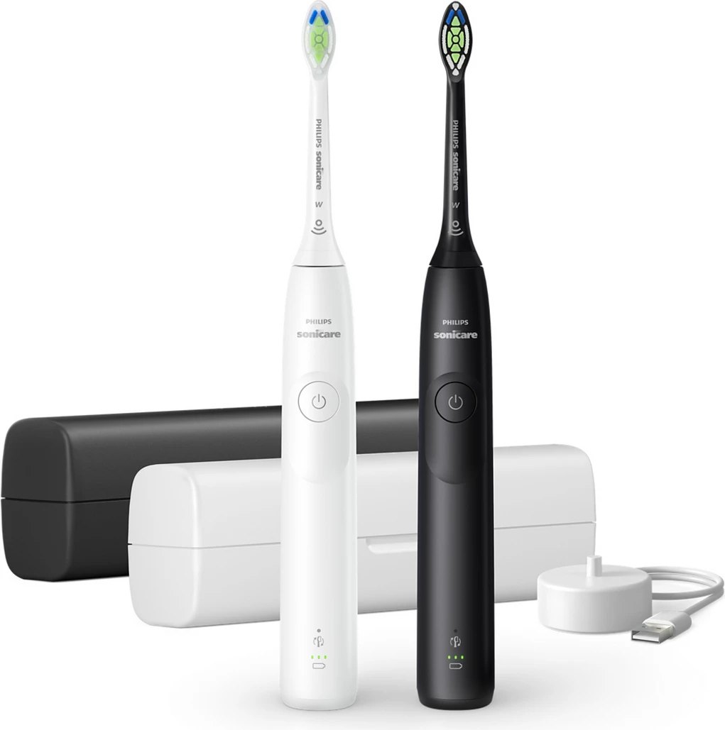 Furçë dhëmbësh sonike, Philips, Sonicare 5300 HX7109/01, me kuti udhëtimi, zi/bardhë, paketë dyshe