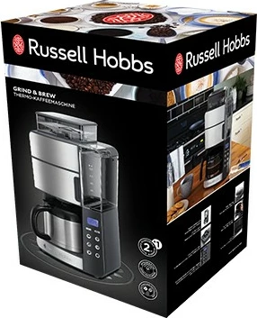 Aparat kafeje Russell Hobbs Grind and Brew, 1L, mulli i integruar, karaf termik, inox/zi