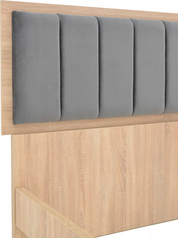 Krevat dopio Monacol, ngjyrë natyrale me gri të errët, 160x200cm