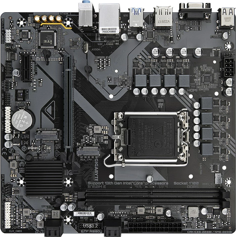 Pllakë amë Gigabyte B760M E, Socket 1700, DDR5, ATX, e zezë