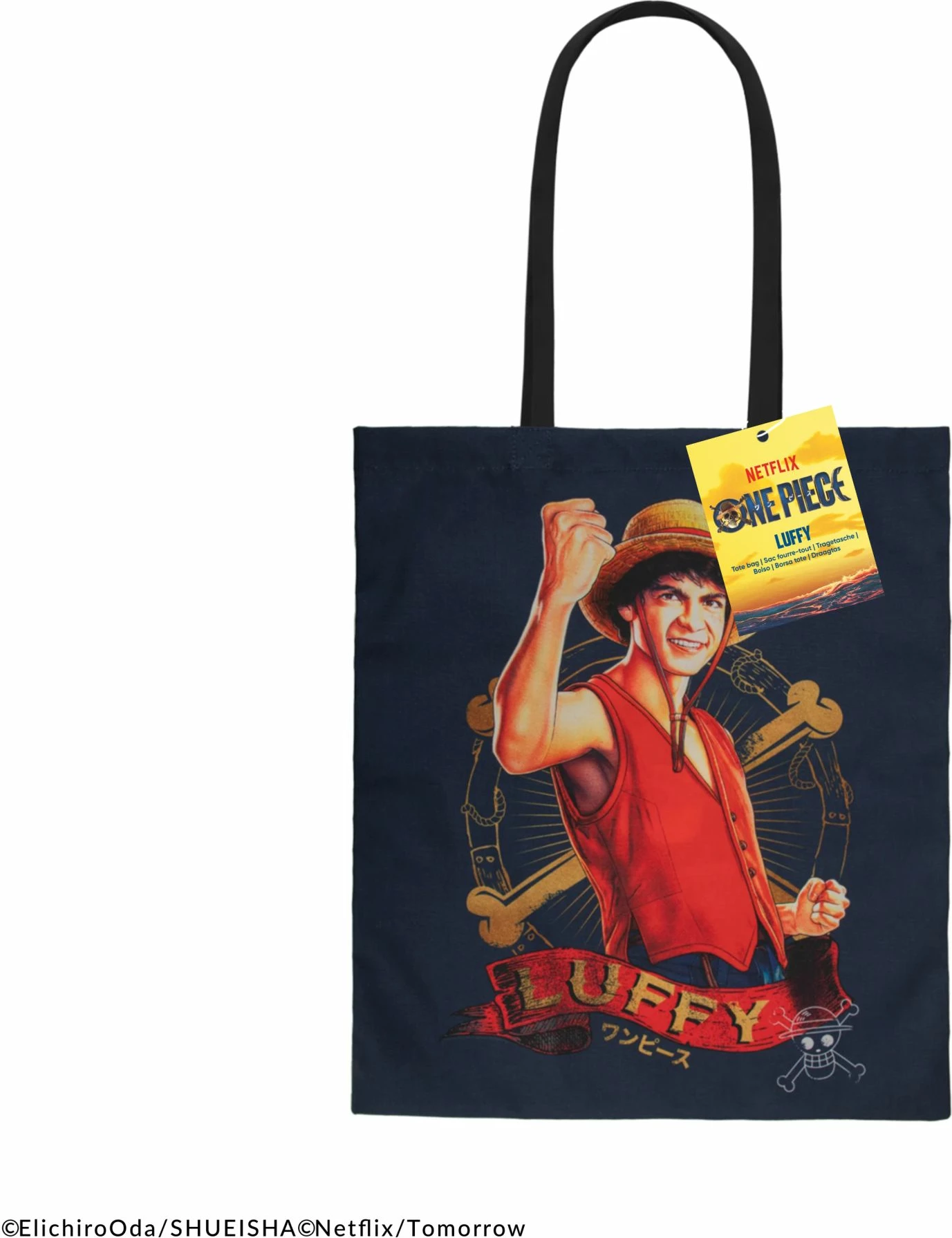 Çantë tote Cinereplicas One Piece Luffy 42×38 cm poliester 100% blu e errët