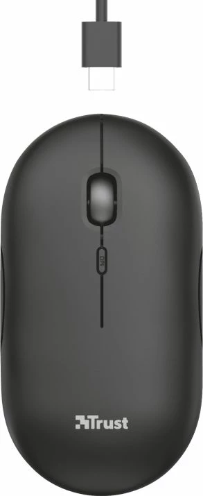 Maus wireless i rikarikueshëm Trust Puck 24059 ultra i hollë 1600 DPI, i zi