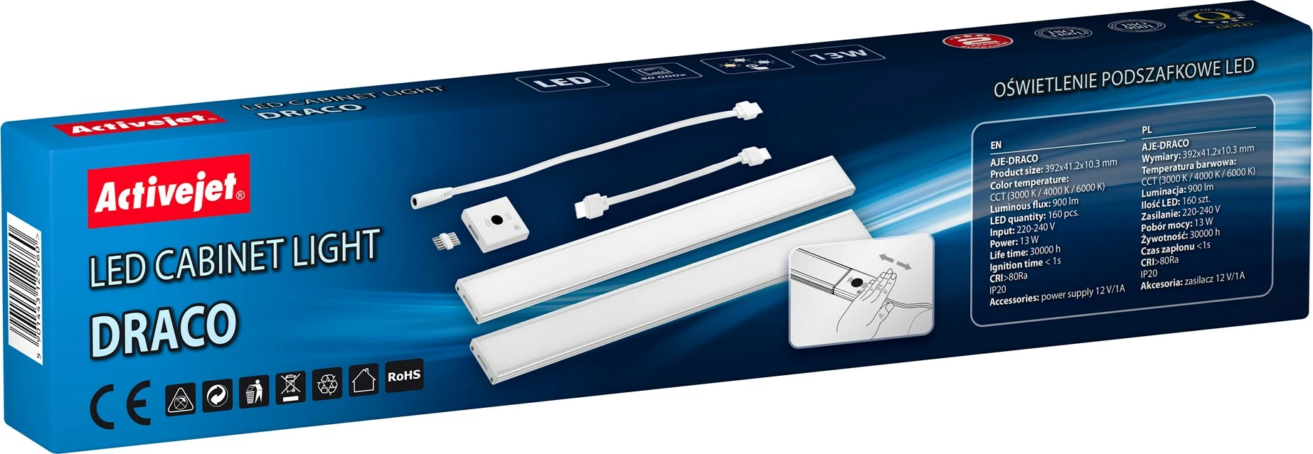 Set llamba LED nën-kabinet Activejet AJE-DRACO, e bardhë