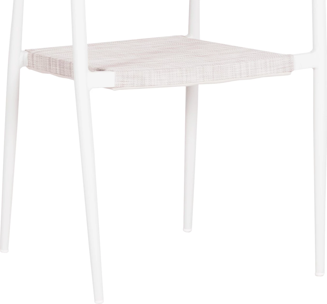 Karrige për ngrënie në natyrë BERG, alumini & tekstilene, ngjyrë e bardhë, ratan i përdredhur, 55x56x79cm