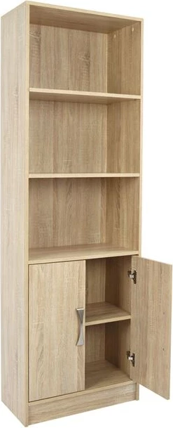 Librari melamine, ngjyrë sonama, me dorezë metalike, FH2027.03, 60x30x180 cm