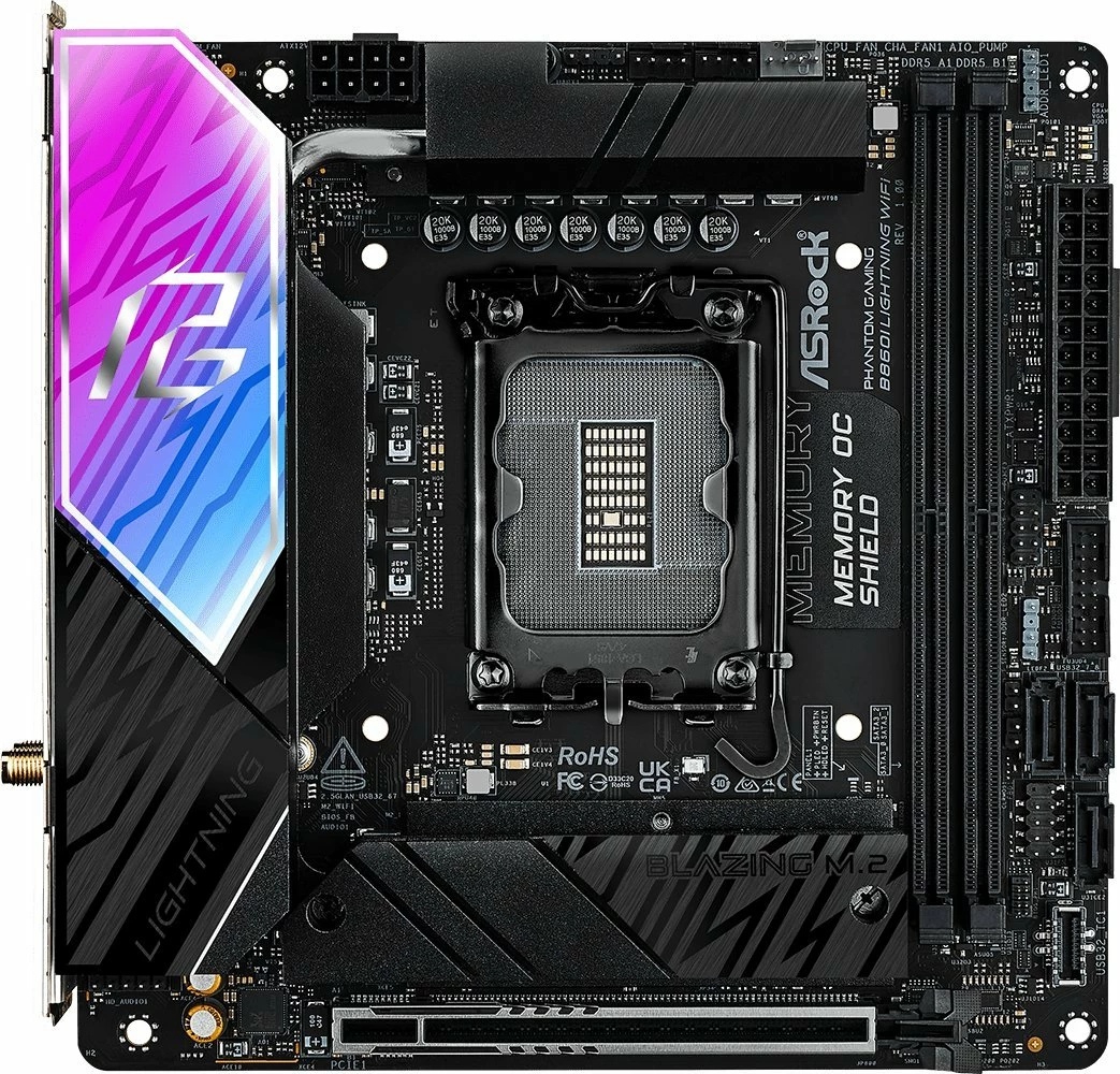 Pllakë amë ASRock B860I Lightning WiFi Mini-ITX, deri 128GB RAM, Wi‑Fi 6E, Thunderbolt 4