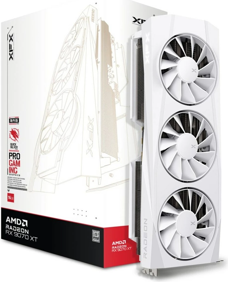 Kartelë grafike XFX Quicksilver Radeon RX 9070 XT Gaming Edition, 16 GB GDDR6, e bardhë