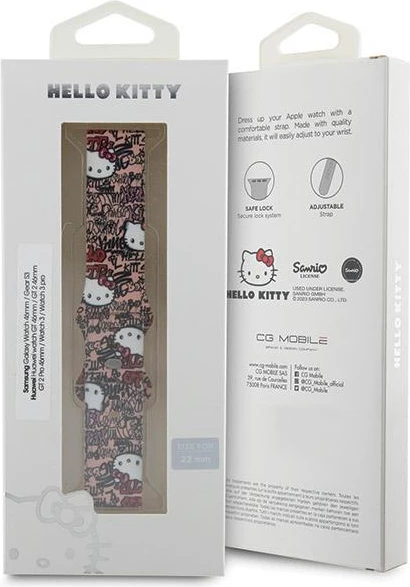Rrip smartwatch Hello Kitty Silicone Tags Graffiti, 22mm, rozë