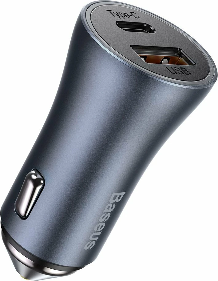 Karikues veture Baseus Golden Contactor Pro, 40W, 2 porta USB-A/USB-C, me kabllo USB-C, Gri