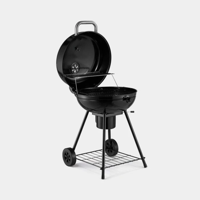 Skara kettle me qymyr VONHAUS 2500934, diametër 53.5 cm, me kapak e termometër, e zezë