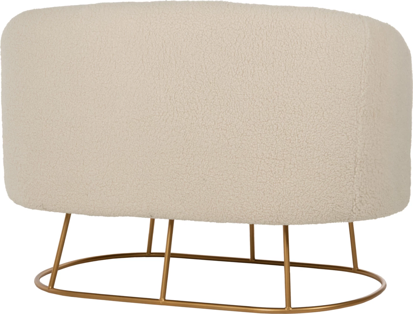 Divan dy vendësh ARIEN FH8492.20 pëlhurë boucle ngjyrë krem dhe bazë metalike e artë 130x75x85Hcm