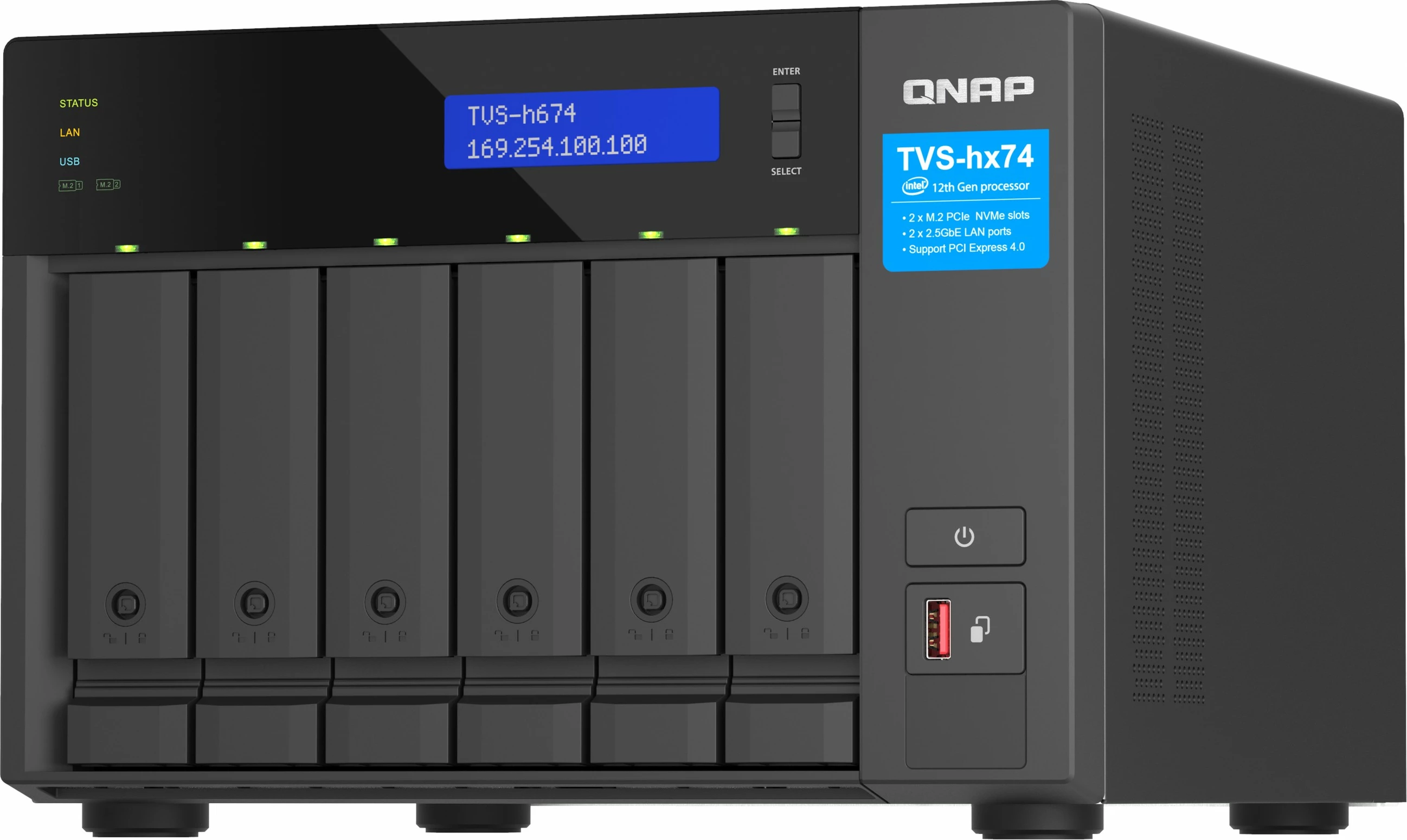 NAS QNAP TVS-H674-I5-32G, 6-bay, Intel Core i5-12400, 32GB RAM, e zezë