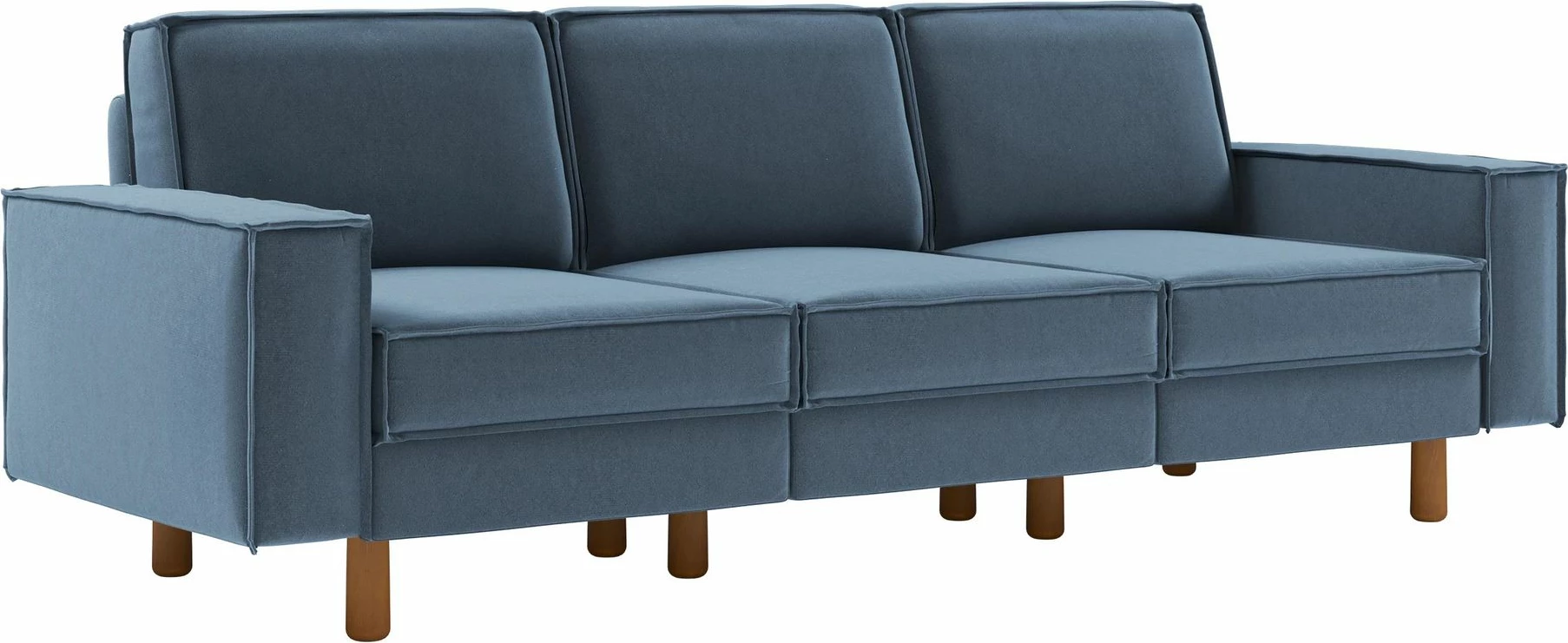 Divan treshe Atelier del Sofa, Ocean Blue, këmbë dru arre