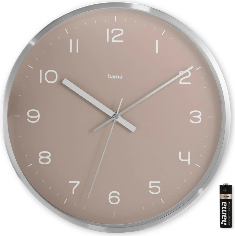 Orë muri Hama Fiji 185883, analoge, 30cm, rozë/argjend