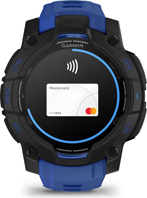 Smartwatch Garmin Instinct® 3, AMOLED, Black/Bolt Blue-Black strap, 45 mm