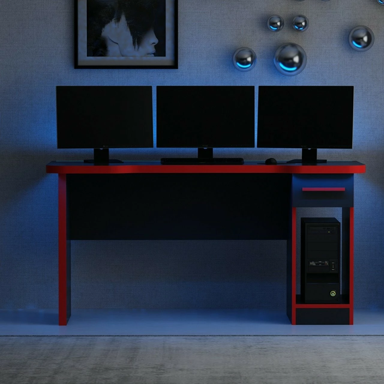Tavolinë gaming Skye Decor, Phoenix 9, e zezë-kuqe
