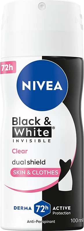 Deodorant spray Nivea Black & White Invisible Clear për femra 100ml