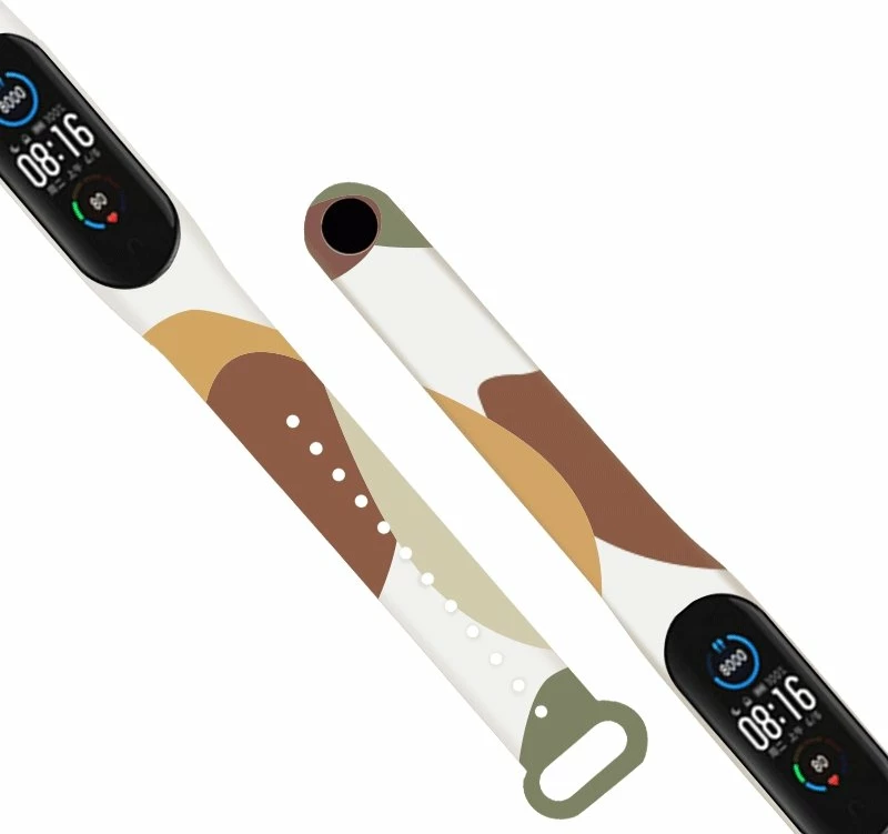Rrip silikoni Hurtel Strap Moro për Xiaomi Mi Band 5/6, kamuflazh, bezhë/jeshile/e verdhë